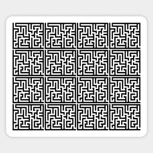 Black Ink Labyrinth Outlined in White Ink Sticker